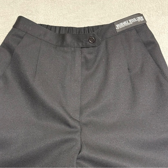 NWT Vintage Napa Studio Black Wool Crepe Trousers – Size 10 Petite, Washable - Picture 2 of 15